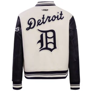 Alternative view of Detroit Tigers Classic Women's Pro Standard Wool & Leather Varsity Jacket Cream & Black