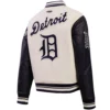 Detroit Tigers Classic Women's Pro Standard Wool & Leather Varsity Jacket Cream & Black - Image 4