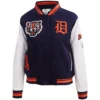 Women's Detroit Tigers Classic Pro Standard Wool & Leather Varsity Jacket Navy & White