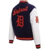 Women's Detroit Tigers Classic Pro Standard Wool & Leather Varsity Jacket Navy & White - Image 4