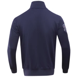 Alternative view of Detroit Tigers Neutral Full-Zip Navy Polyester Varsity Jacket