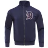 Detroit Tigers Neutral Full-Zip Navy Polyester Varsity Jacket