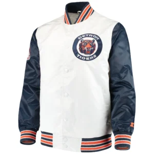 Detroit Tigers Starter The Legend Ribbed Knitted Full-Snap Satin Varsity Jacket