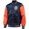 Detroit Tigers Starter Navy & Orange The Enforcer Full-Snap Satin Varsity Jacket