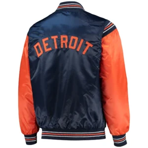 Alternative view of Detroit Tigers Starter Navy & Orange The Enforcer Full-Snap Satin Varsity Jacket