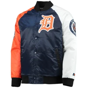 Detroit Tigers Reliever Full-Snap Satin Varsity Jacket
