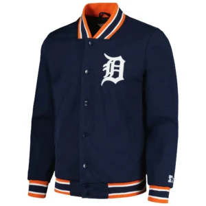 Detroit Tigers Starter Secret Weapon Full-Snap Polyester Varsity Navy Jacket