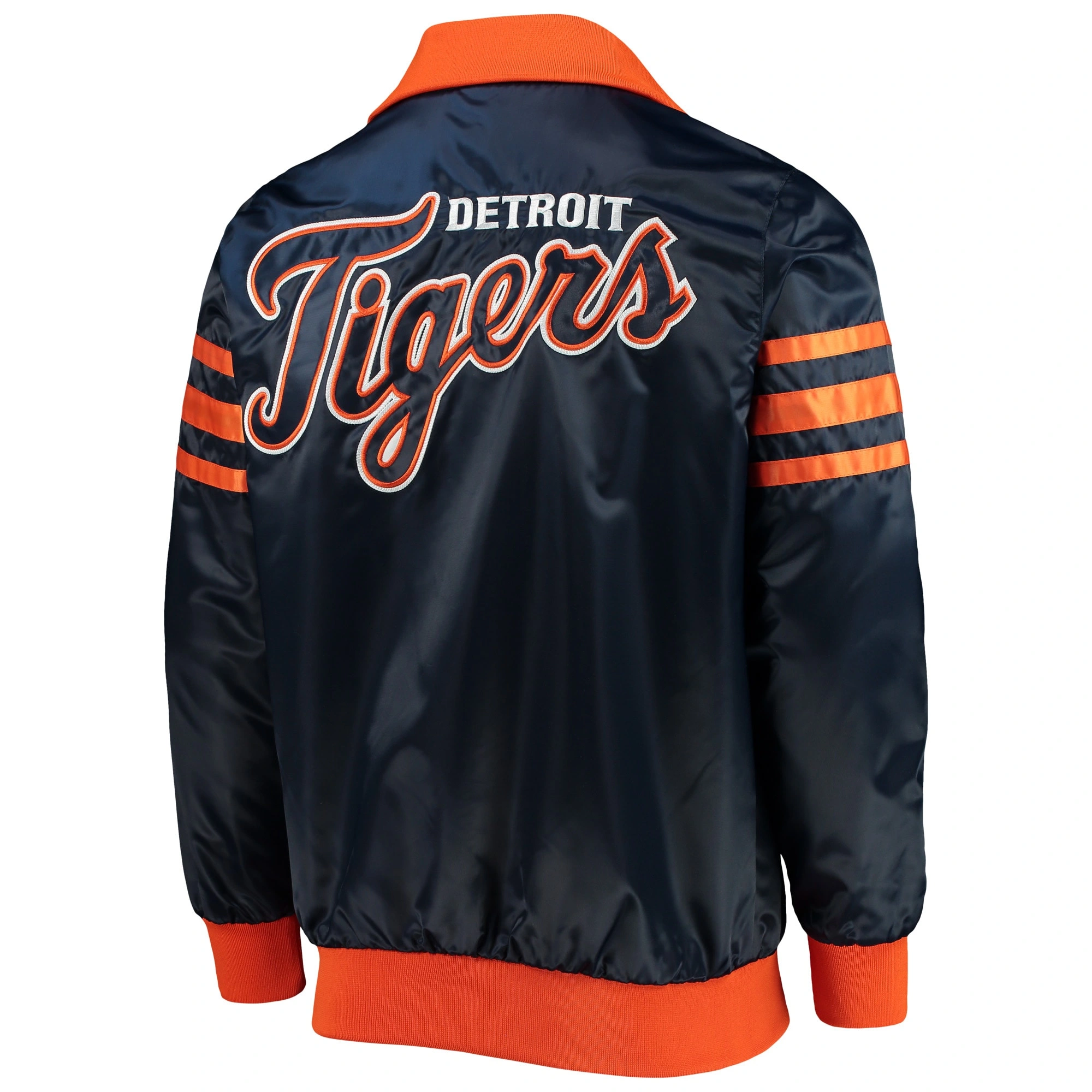 Detroit Tigers Starter The Captain II Full-Zip Satin Varsity Navy Jacket - Image 2