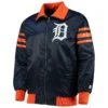Detroit Tigers Starter The Captain II Full-Zip Satin Varsity Navy Jacket