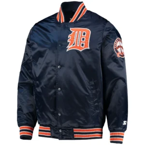 Detroit Tigers Starter The Diamond Full-Snap Satin Varsity Jacket