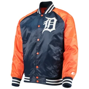 Detroit Tigers Starter The Lead Off Hitter Full-Snap Satin Varsity Jacket