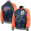 Detroit Tigers Starter The Lead Off Hitter Full-Snap Satin Varsity Jacket - Image 3
