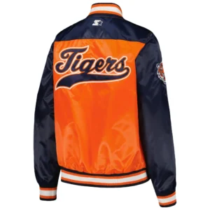 Alternative view of Detroit Tigers Women's Starter Lead Off Full-Snap Varsity Jacket Orange & Navy