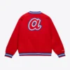 Atlanta Braves Lightweight Raglan Red Satin Varsity Jacket - Image 2