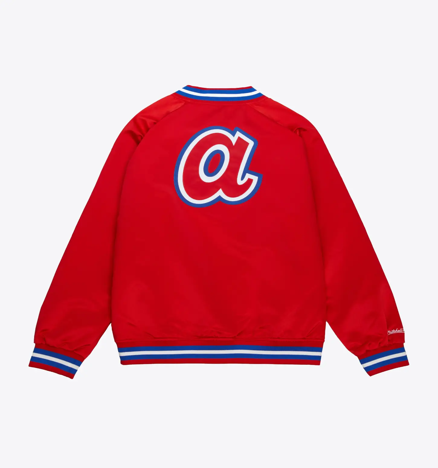 Atlanta Braves Lightweight Raglan Red Satin Varsity Jacket - Image 2