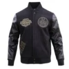 Edmonton Oilers Black & Gold Wool & leather Varsity Jacket