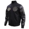 Edmonton Oilers Black & Gold Wool & leather Varsity Jacket - Image 2