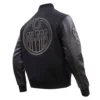 Edmonton Oilers Black & Gold Wool & leather Varsity Jacket - Image 3