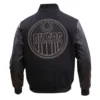 Edmonton Oilers Black & Gold Wool & leather Varsity Jacket - Image 4