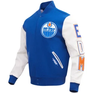 Men's Edmonton Oilers Classic Royal & White Varsity Jacket