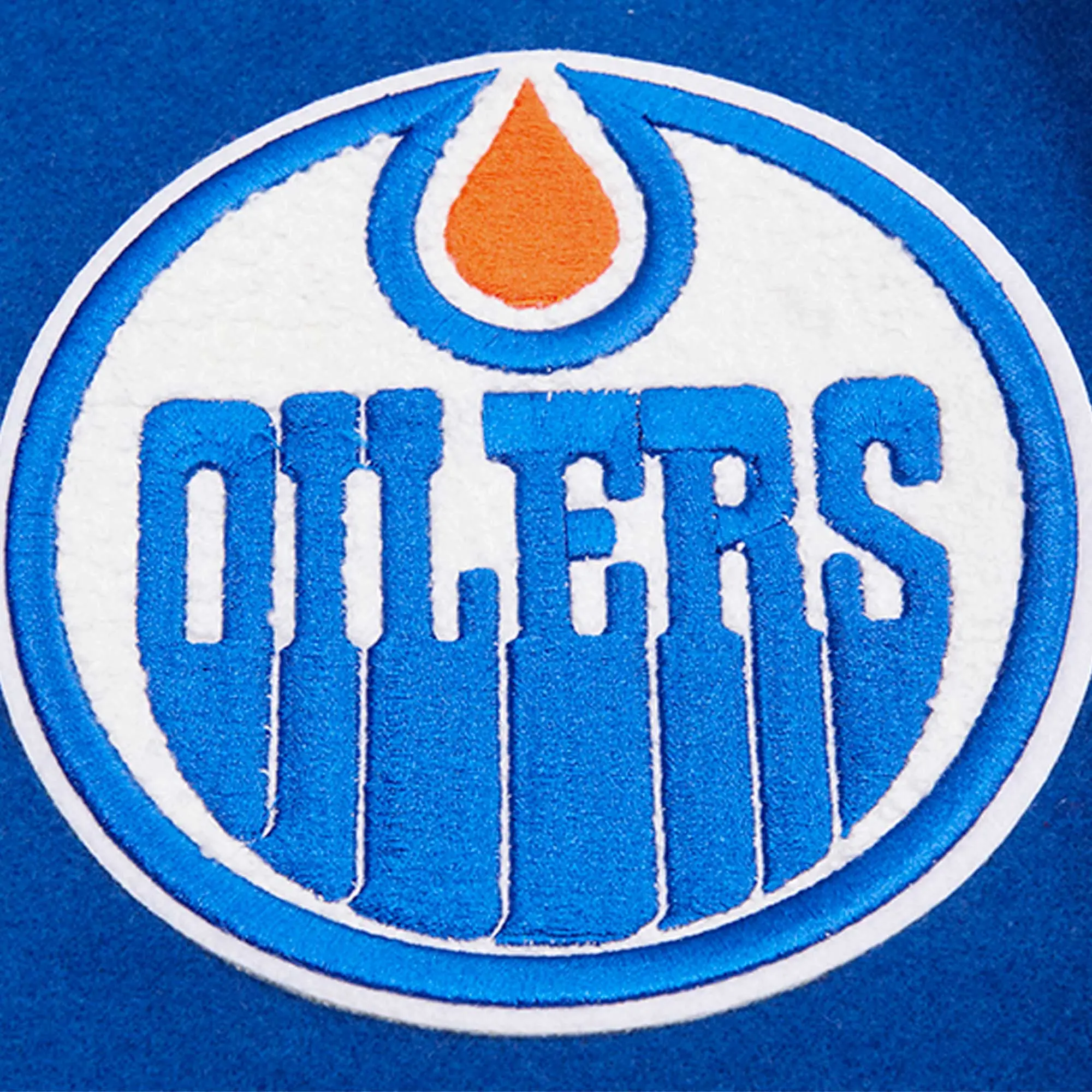 Men's Edmonton Oilers Classic Royal & White Varsity Jacket - Image 3