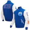 Men's Edmonton Oilers Classic Royal & White Varsity Jacket - Image 4