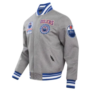 Edmonton Oilers Crest Emblem Wool Varsity Jacket
