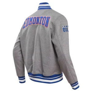 Alternative view of Edmonton Oilers Crest Emblem Wool Varsity Jacket
