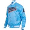 Miami Marlins Baseball Team Players Satin Varsity Jacket Sky Blue - Image 6