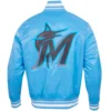 Miami Marlins Baseball Team Players Satin Varsity Jacket Sky Blue - Image 2