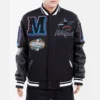 Miami Marlins Mashup Black Wool & Leather Varsity Jacket