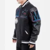 Miami Marlins Mashup Black Wool & Leather Varsity Jacket - Image 4