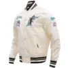 Florida Marlins Retro Classic Rib Satin Varsity Jacket - Image 7