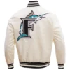Alternative view of Florida Marlins Retro Classic Rib Satin Varsity Jacket