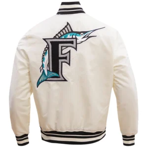 Alternative view of Florida Marlins Retro Classic Rib Satin Varsity Jacket
