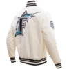 Florida Marlins Retro Classic Rib Satin Varsity Jacket - Image 8