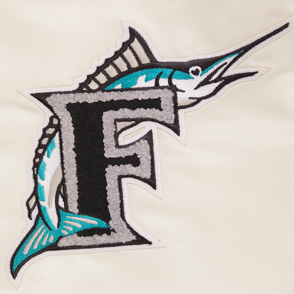 Florida Marlins Retro Classic Rib Satin Varsity Jacket - Image 4