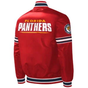 Alternative view of Florida Panthers Slider Full-Snap Satin Varsity Red Jacket