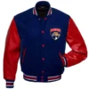 Florida Panthers Letterman Full-Snap Wool & Leather Varsity Jacket