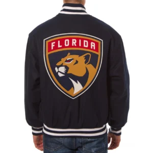 Alternative view of Florida Panthers Full Wool One Color Navy Varsity Jacket