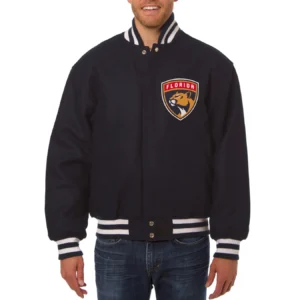 Florida Panthers Full Wool One Color Navy Varsity Jacket