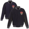 Florida Panthers Poly-Twill Accent Wool Varsity Jacket Navy & Charcoal - Image 3
