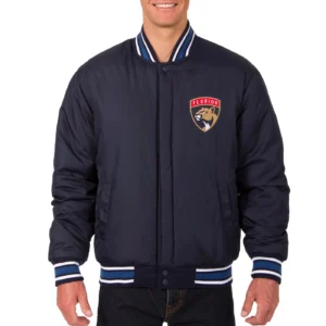 Alternative view of Florida Panthers Reversible Classic Rib Knitted Full Wool One Color Varsity Jacket