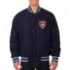 Florida Panthers Reversible Classic Rib Knitted Full Wool One Color Varsity Jacket