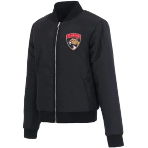 Alternative view of Florida Panthers Reversible Full-Zip Navy Full Wool One Color Varsity Jacket