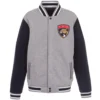 Florida Panthers Reversible Two Tone Fleece Varsity Jacket Gray & Navy