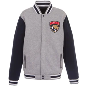 Florida Panthers Reversible Two Tone Fleece Varsity Jacket Gray & Navy