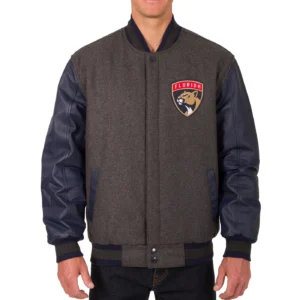 Florida Panthers Wool & Leather Reversible Varsity Jacket Embroidered Logo