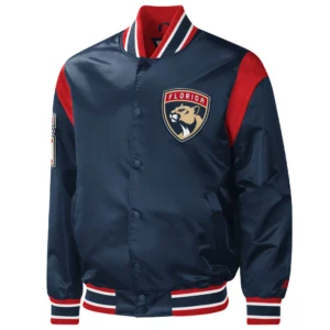 Florida Panthers Starter Force Play Navy Satin Varsity Jacket