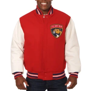 Florida Panthers Two Tone Wool & Leather Varsity Jacket